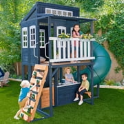 Cozy Escape Wooden Outdoor Two-Story Playhouse, Navy