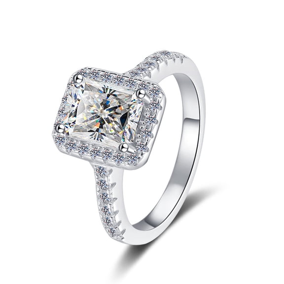 Apaison Shiny 2 Carat Moissanite Wedding Engagement Rings for Women - Ladies 925 Sterling Silver Jewelry Gift