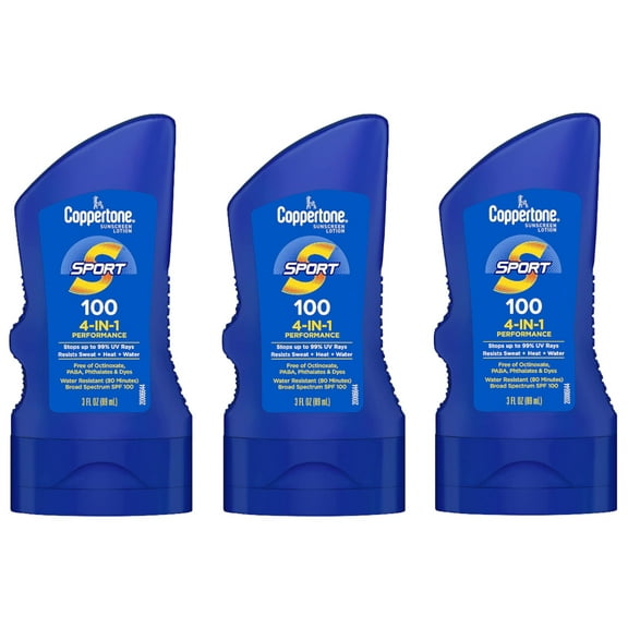 Coppertone Sport Sunscreen Lotion 4-In-1 Performance SPF 100, 3 Fl. Oz. - Pack of 3
