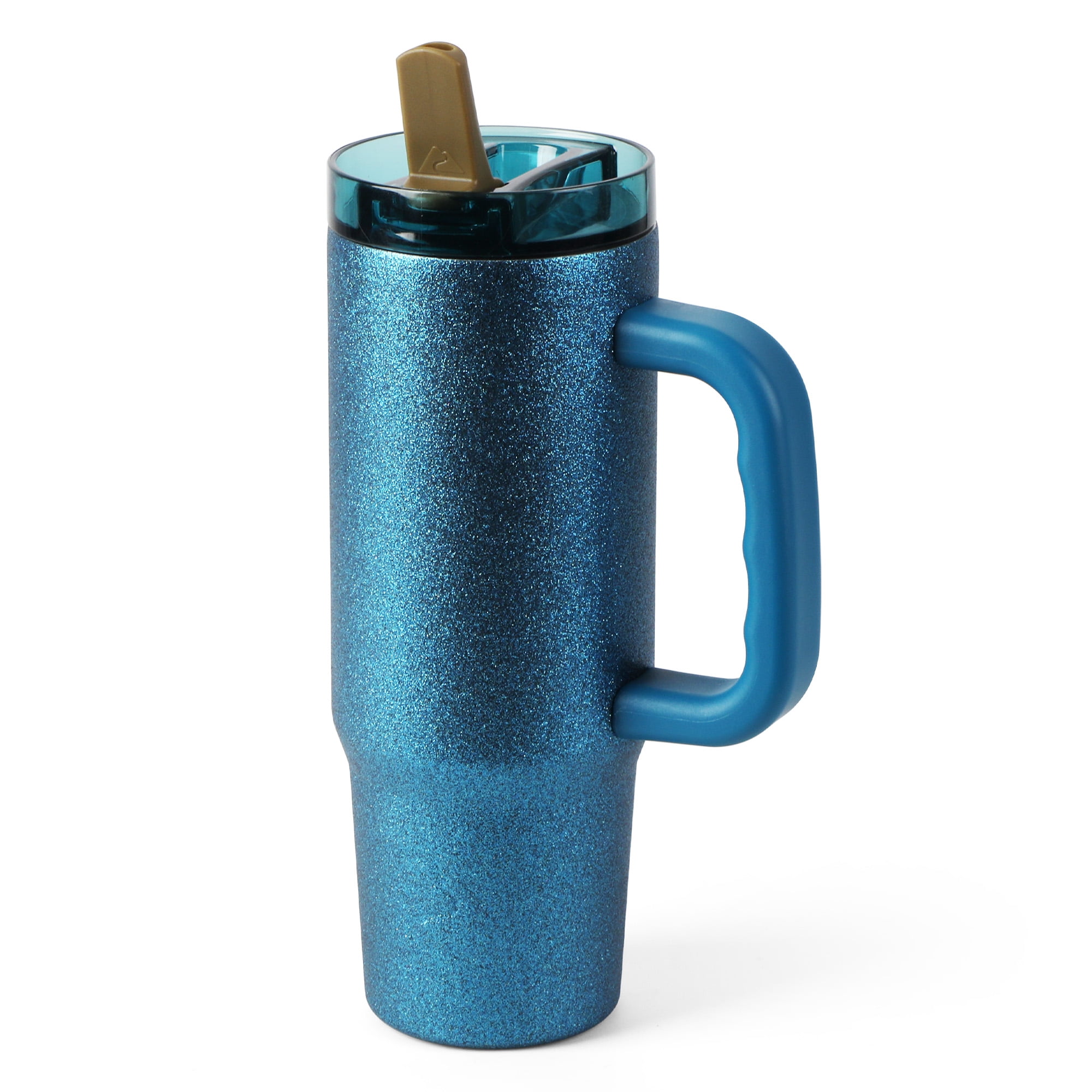 Ozark Trail 30 oz Limited Edition Stainless Steel Insulated Tumbler with Handle, Blue Glitter