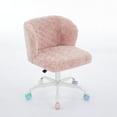 thumbnail image 6 of GAKMCIL Artificial Alpaca Wool Home Office Chair, Ergonomic Desk Chair, Vanity Chair with 360 ° Swivel, Arm, White Metal, Chassis can be Tilted 40°, 300lb Load for Study, Office, Bedroom (Pink), 6 of 15