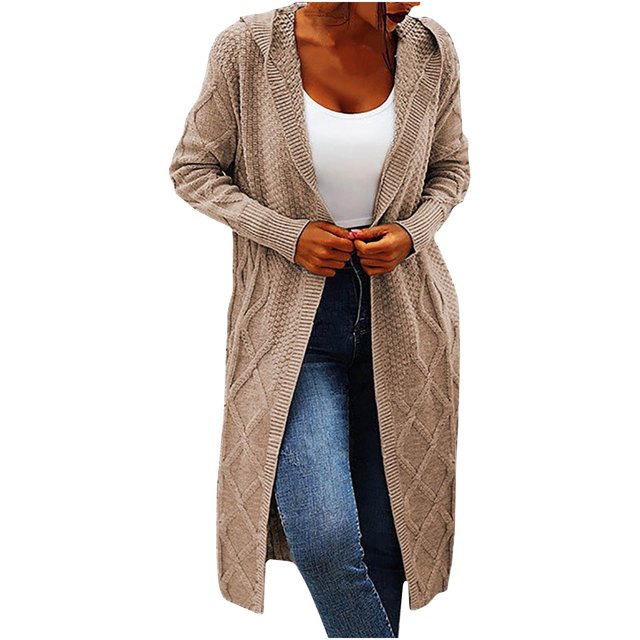 CEHVOM Women's Knitwear Loose Mid-length Irregular Lapel Sweater Cardigan Clearance