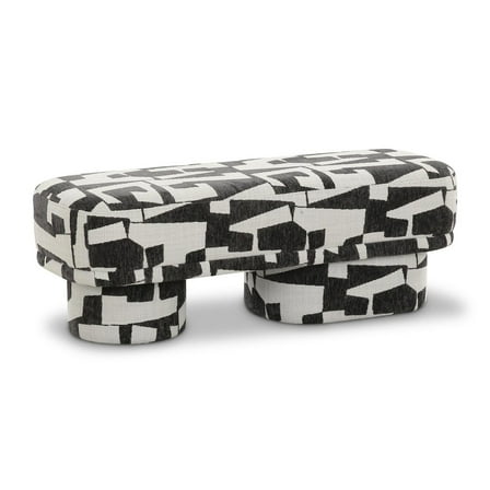 TOV Furniture Lena Black and White Jacquard Bench