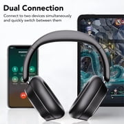 -53dB Hybrid Active Noise Cancellation Bluetooth Headphones 5.4, Transparent Modes, 50H Playtime with LED Display, Deep Bass, Clear Call, Comfort Fit Over Ear Headphones for Travel Office PC Black