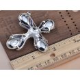 thumbnail image 3 of Beautiful Capri Blue Clear Crystal Rhinestone Silver Tone Cross Shape Pin Brooch, 3 of 4