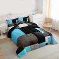 thumbnail image 3 of Feelyou Geometric Anstract Queen Comforter Set for Adult, Grey Blue Square Bedding Sets, Modern Fashion Reversible Bedding Comforter Set, Microfiber Bedroom Decor, 3 Pieces, 3 of 8