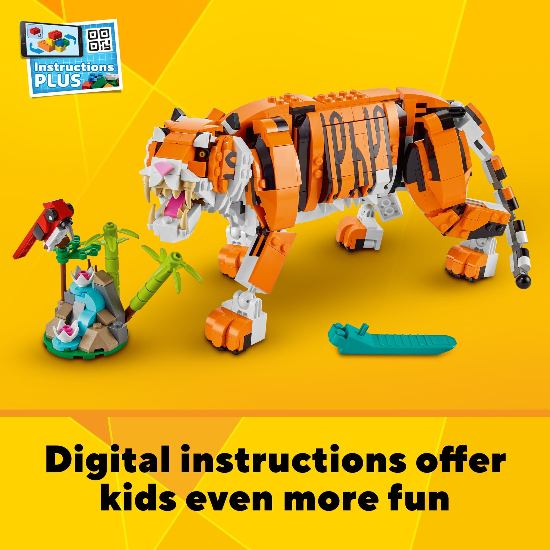 LEGO Creator 3 in 1 Majestic Tiger Building Toy - Build & Display Set for Kids, Girls & Boys, Ages 9+ - Birthday Gift Idea - Create a Tiger, Panda, or Koi Fish - 31129