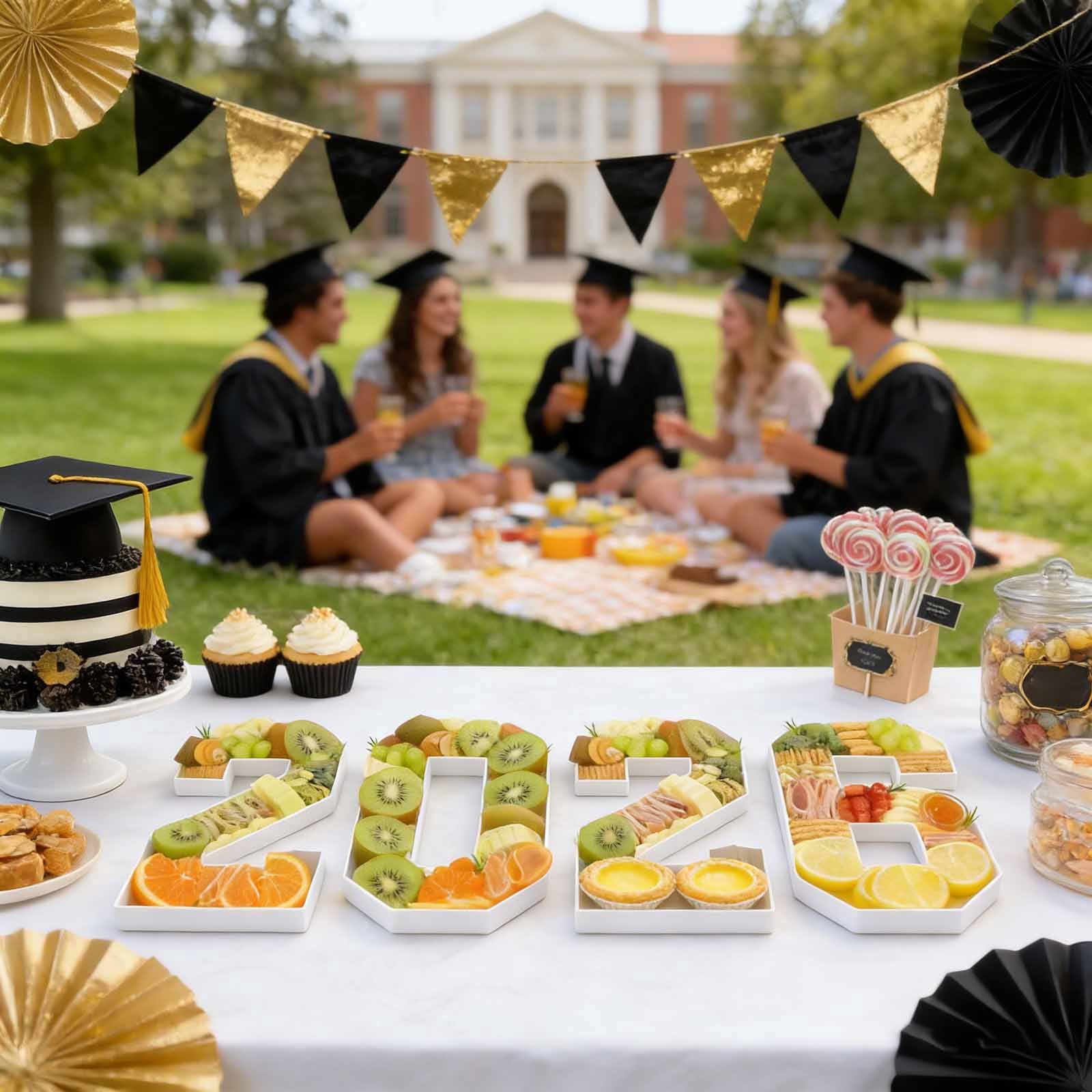 2026 Number Charcuterie Tray Set - 4 Plastic Food Platters for Entertaining, Ideal for Snack & Fruit Display