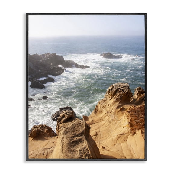 Stupell Industries Coastal Sea Cove Splashing Waves Black Framed Giclee Art, 11 x 14, by Kathy Mansfield
