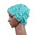 thumbnail image 4 of FNNMNNR Clearance! Handmade Swimming Cap Cozy Women Pearl Sewn Floral Elastic Breathable Quick Dry Bathing Hat Sportswear for Long Hair Blue, 4 of 7