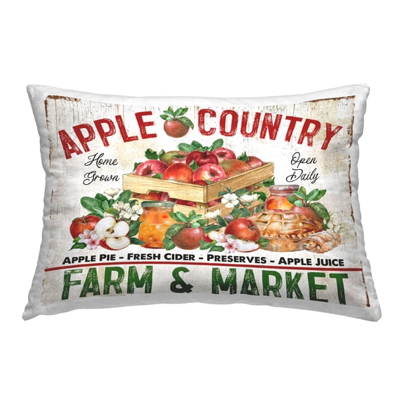Stupell Industries Apple Country Market Decorative Printed Throw Pillow, 14 x 20