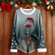 thumbnail image 1 of MHFRRA Camiseta de Manga Larga con Cuello, Estampado Festivo, Blusa Suave y Acogedora con Cuello Redondo para Atuendos de Fiesta de Temporada. Marina de Guerra, 1 of 3
