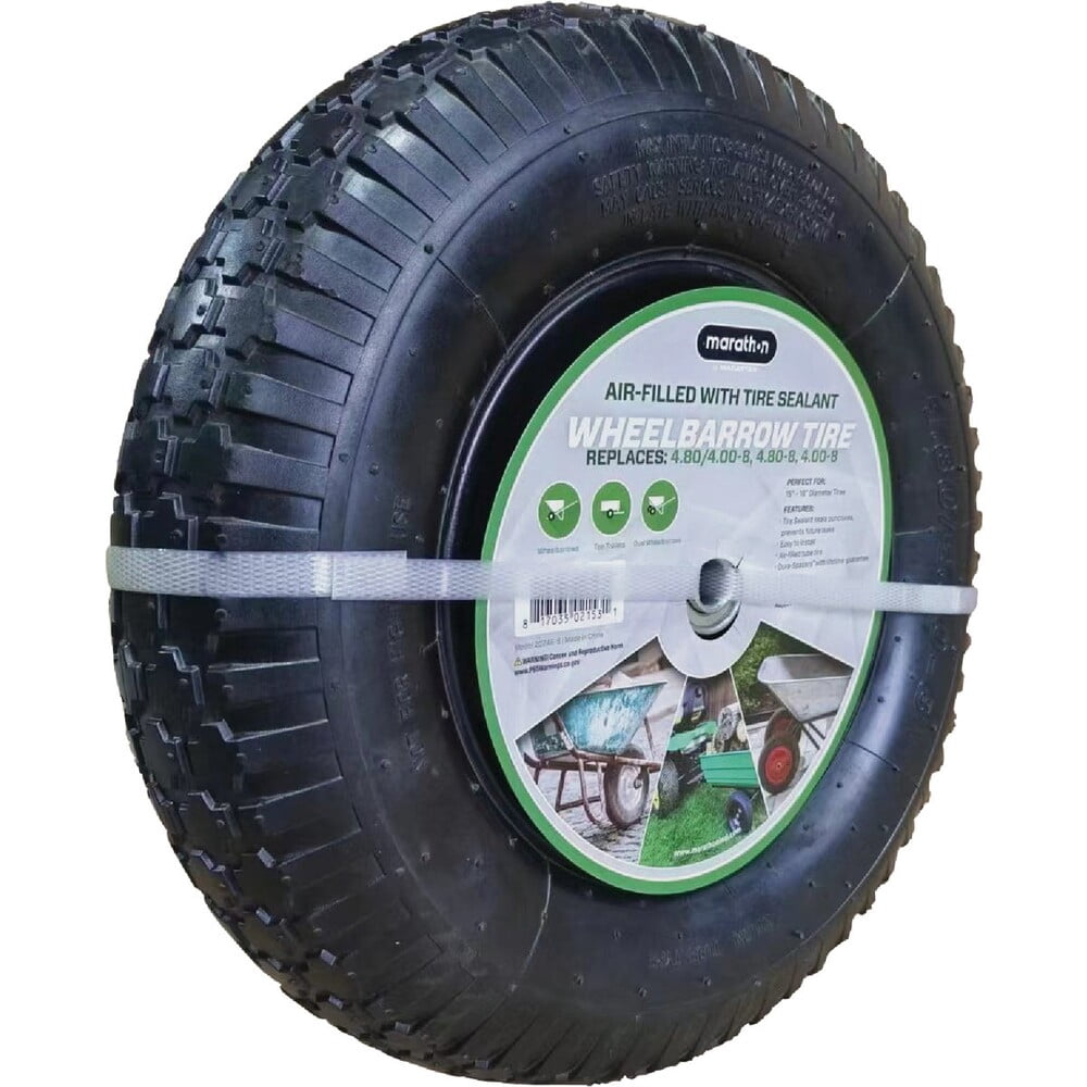 Marathon 4.80/4.00 - 8 In. Wheelbarrow Tire with Air Filled Tire Sealant 20246-S