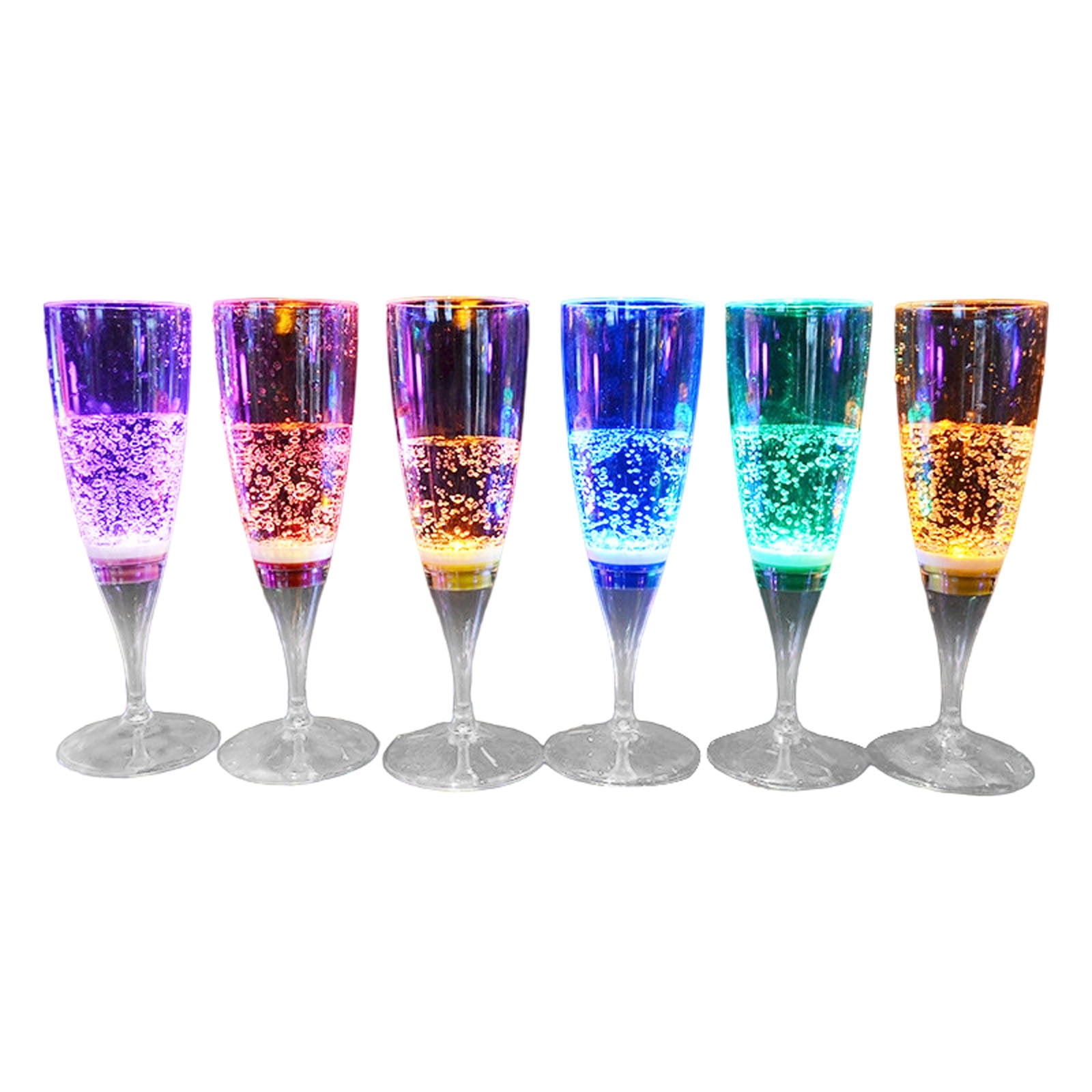 6-Pack Led Luminous Champagne Flutes Water-Activated Light-Up Glasses For Weddings, Birthdays & All Occasions(Multicolor-6.5X6.5X18.2Cm)