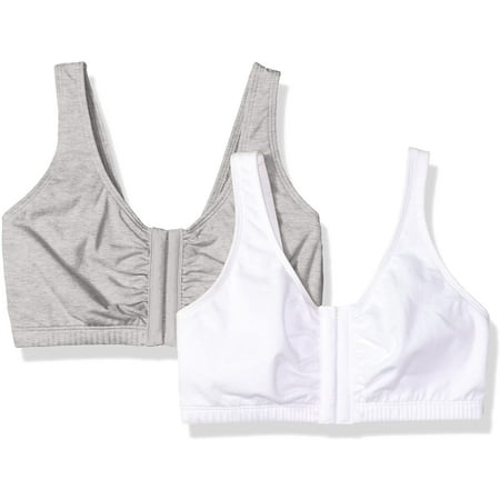 Fruit of the Loom Women's Plus Size Front Close Builtup Sports Bra, Heather Grey/White | Walmart