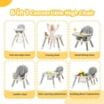 thumbnail image 2 of Zimtown Baby High Chair, 6 in 1 Convertible High Chairs for Babies and Toddlers, Portable Feeding Chair with 5-Point Safety Harness, Adjustable Dining Tray, Light Gray, 2 of 10