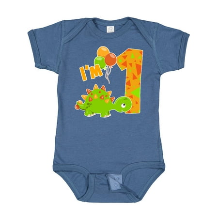 

Inktastic Happy Dinosaur First Birthday-green Gift Baby Boy or Baby Girl Bodysuit