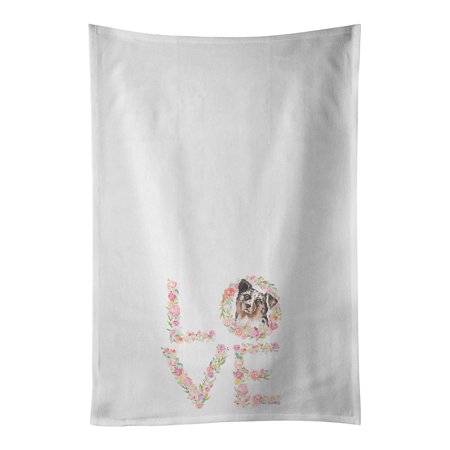 

Australian Shepherd #5 LOVE White Kitchen Towel Set of 2 19 in x 28 in