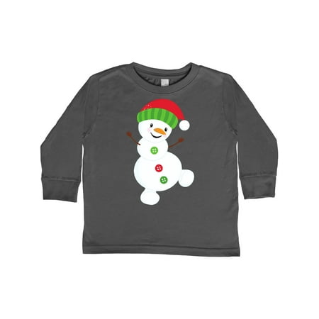 

Inktastic Snowman With Hat Carrot Nose Buttons Gift Toddler Boy or Toddler Girl Long Sleeve T-Shirt