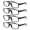 4 Packs Mens Womens Rectangle Reading Glasses Blue Light Blocking Readers +2.00