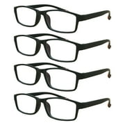 4 Packs Mens Womens Rectangle Reading Glasses Blue Light Blocking Readers +2.00