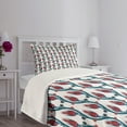 thumbnail image 3 of Ambesonne Teal Quilted Bedspread Set 2 Pcs, Ottoman Style Floral Art, Twin Size, Red Teal, 3 of 5