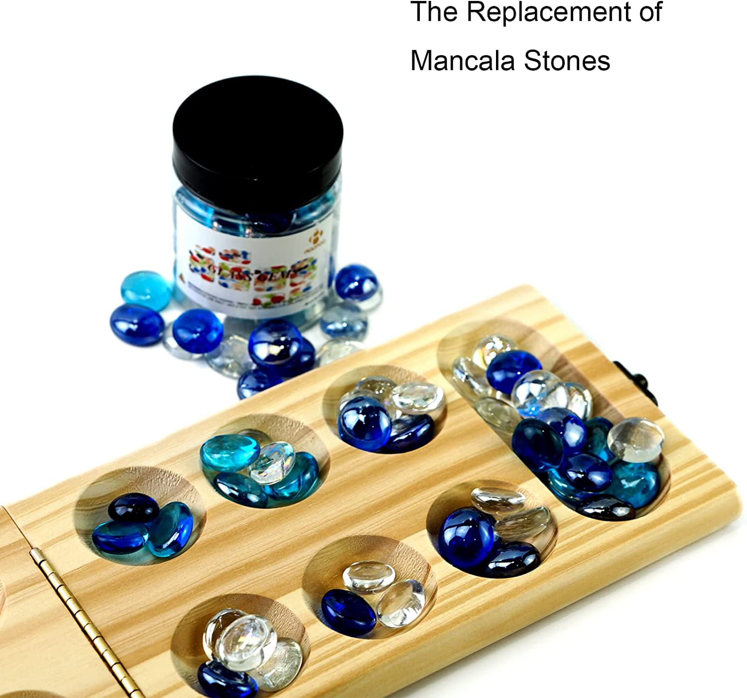 KINGOU Flat Glass Marbles, Replacement Mancala Stones 0.6 LB Mixed Colored  Flat Glass Pebbles/Beads/Gems for Games Vase Filler Beads Aquarium Pebbles