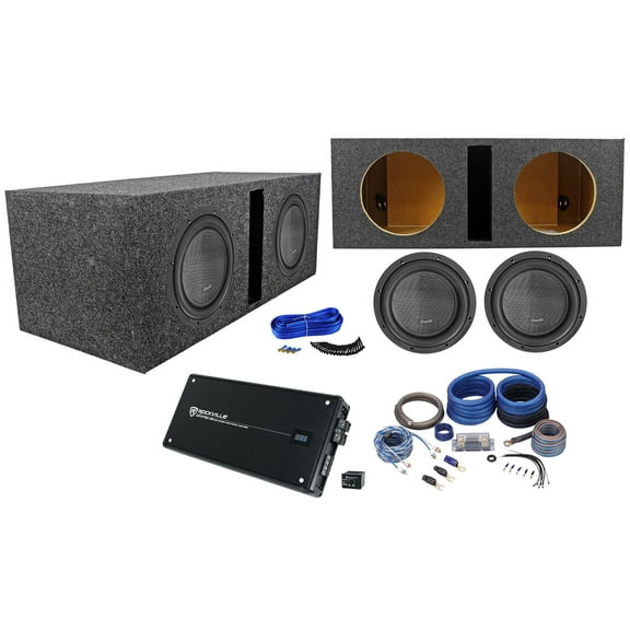 (2) American Bass XR-10D4 2000w 10" Subwoofers Vented Box Mono Amplifier Amp Kit