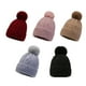 thumbnail image 5 of Minnieouse Gorro de punto de invierno, orejeras gruesas con bola de pelo, turbante de Color sólido, gorro elástico para montar en la nieve, esquí, gorros Sombreros Negro Minnieouse AP012831-05, 5 of 6