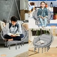 thumbnail image 2 of Hammock Chair, Macrame Hanging Swing Chairs with Cushion and Hardware Kit,Adult Boho Swings for Outside,Patio,Balcony,Bedroom (Light Grey), 2 of 17