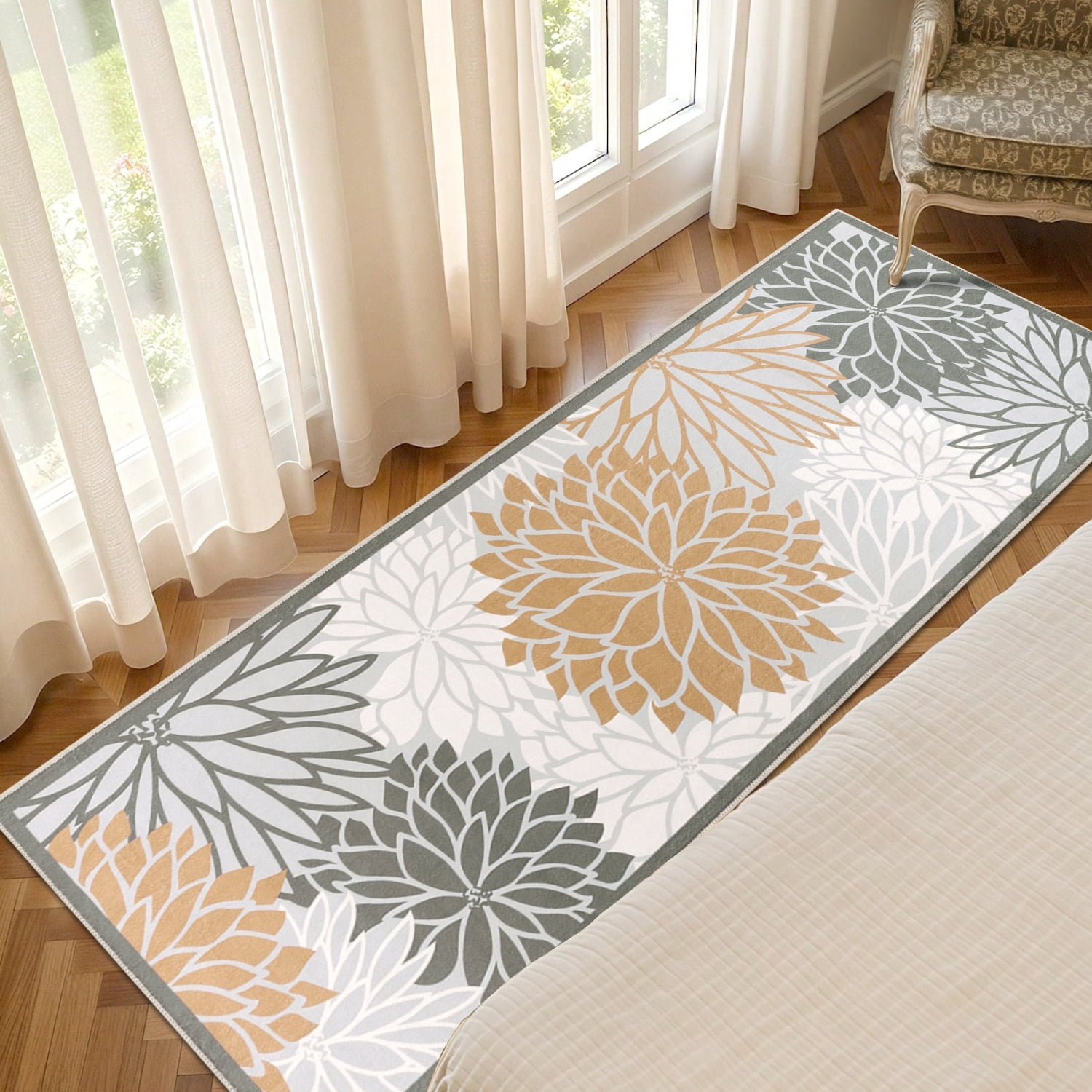 Runner Rugs for Hallway, Yamaziot 2'x6' Laundry Room Rug Mat, Washable Non Slip Kitchen Rugs and Runners, Bathroom Floor Carpet, Beige