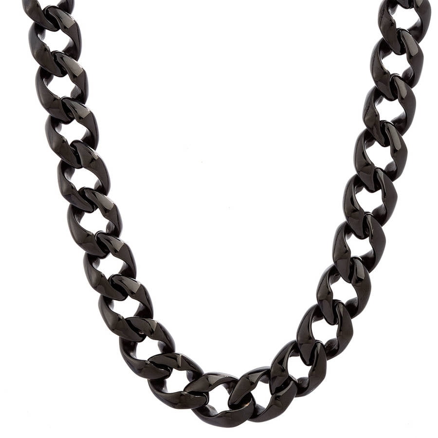 Brooklyn Exchange Black-Tone Stainless Steel Men's Curb Chain Necklace