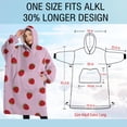 thumbnail image 4 of Oversized Wearable Blanket Hoodie,Red Strawberry Plants Fruit Pink Pattern Sherpa Blanket Hoodie with Super Pockets,Super Warm Fuzzy Pullover for Women & Men, 4 of 6