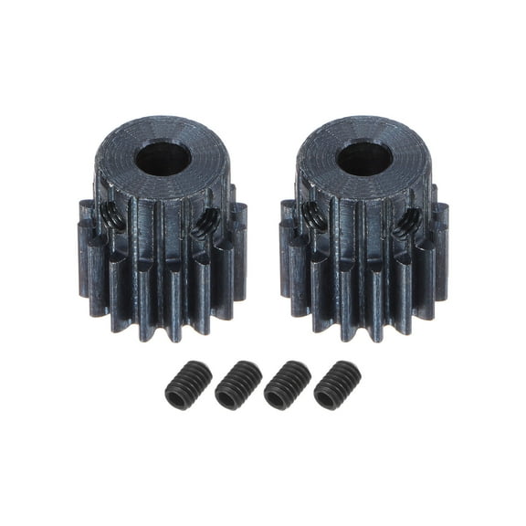1Mod 16T Pinion Gear 5mm Bore Hardened Steel Motor Rack Spur Gear with Step for RC Car Truck Gear Drive, 2 Set