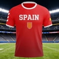 thumbnail image 3 of WAYUTE Men's Spain Soccer T-Shirt DIY Name Number Short Sleeve Crew Neck Tee with Patriotic Pattern Gradient Color Sporty Casual Top for Fan Wear, 3 of 3