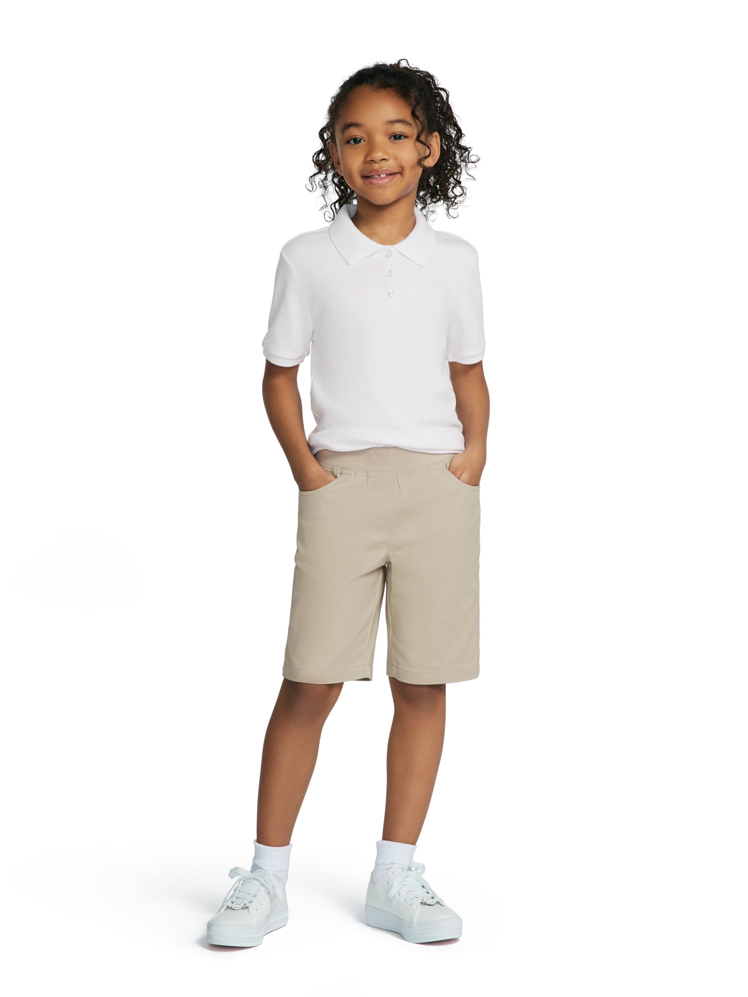 Wonder Nation Girls School Uniform Pull On Shorts, Sizes 4-16