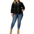 thumbnail image 2 of Agnes Orinda Women's Plus Size for Fleece Jacket Faux Shearling Fluffy Fuzzy Long Sleeve Zip Up Bomber Jacket, 2 of 5