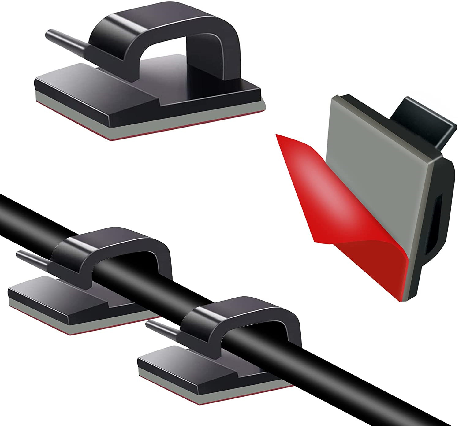 100pcs Cable Clips, Adhesive Cable Organizer Cord Holder, Durable