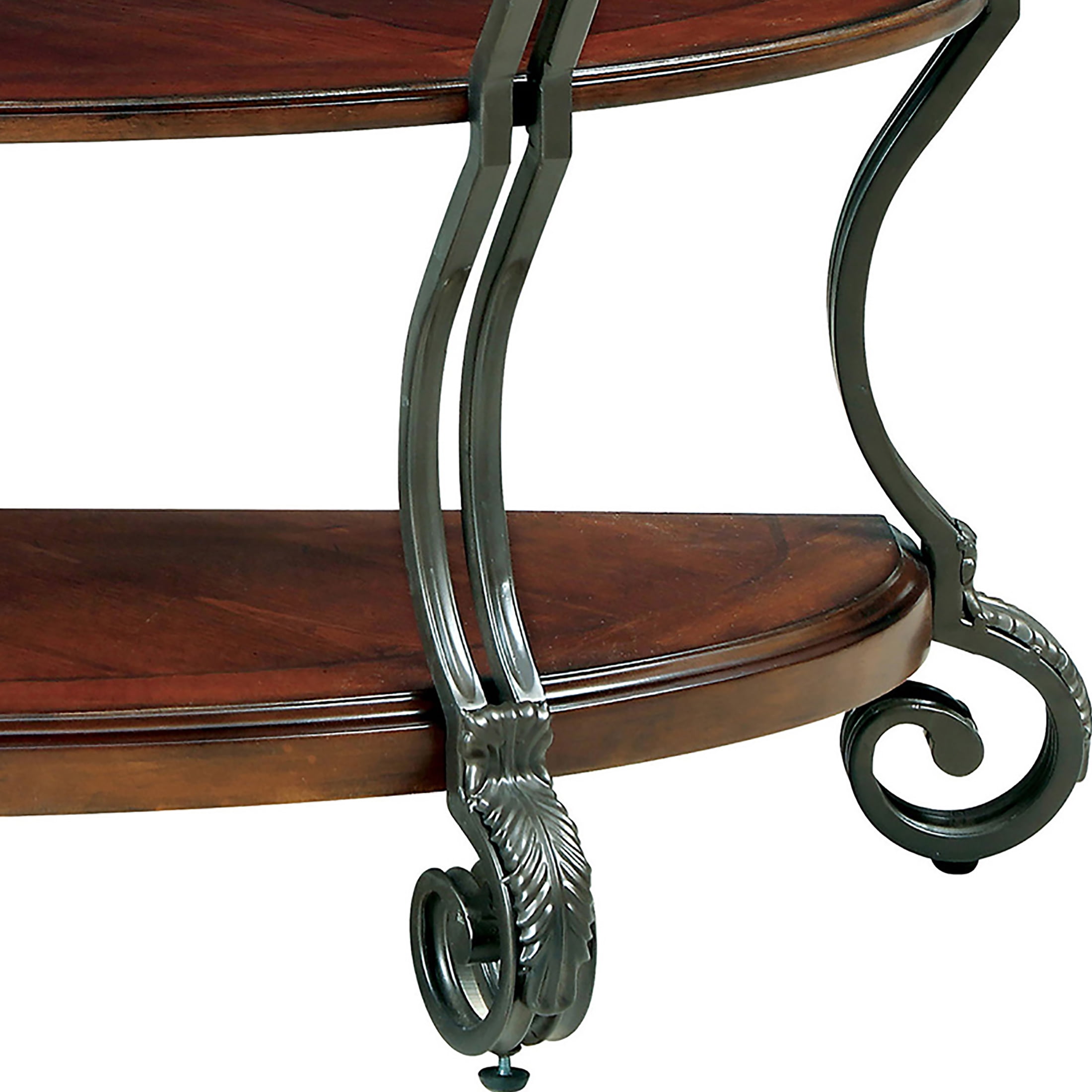 Furniture of America Ezell 2-Shelf Console Table, Brown Cherry