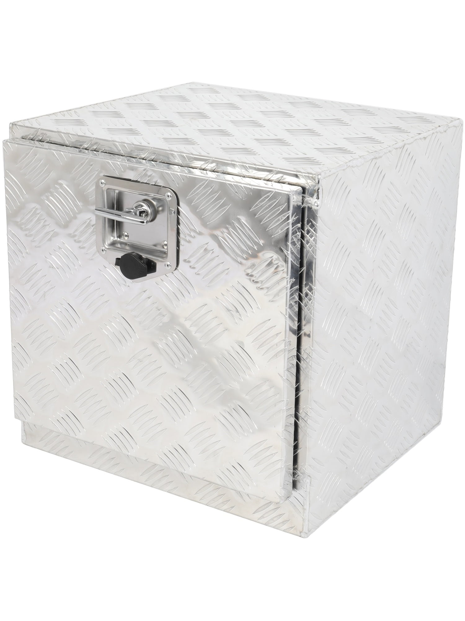 SCITOO 18 Inch Aluminum Truck Bed Tool Box,Heavy Duty Diamond Plate Trailer Tool Box with Lock Keys,Tool Storage Organizer Chest for Pick up,Truck Bed,ATV,RV TrailerWaterproof Silver 18X17X18