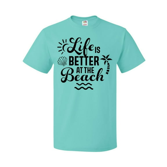 Inktastic Life is Better at the Beach with Sunshine Seashell and Palm Trees T-Shirt