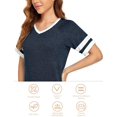 thumbnail image 4 of Womens V Neck T Shirt - Casual Loose Tee Short Sleeve Baseball Colorblock Striped Raglan Top, 4 of 6
