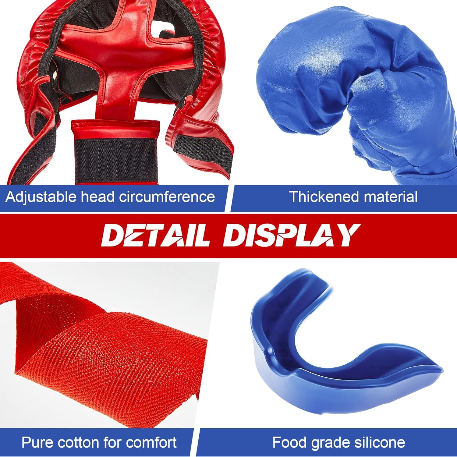 14 Piece Boxing Training Set, 2 Pair 16 Ounce Boxing Gloves, Helmet & Face Mask, Unisex Adult & Youth Beginner Training Gear