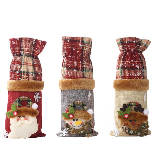 Juego de fundas para botellas de vino de Navidad para Navidad, bodas, cumpleaños, vacaciones, decoración de mesa de comedor Namotu CPB-CJZ478