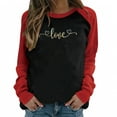 thumbnail image 1 of Camiseta de manga larga con estampado de día de San Valentín a juego de color raglán con cuello redondo informal para mujer Fridja  czfsfas103, 1 of 3