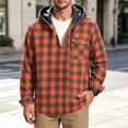 thumbnail image 2 of Men's Casual Plaid Shirts,Button Long Sleeve Hooded Pullover Top with Drawstring and Chest Pocket,Weekend Outing, 2 of 7