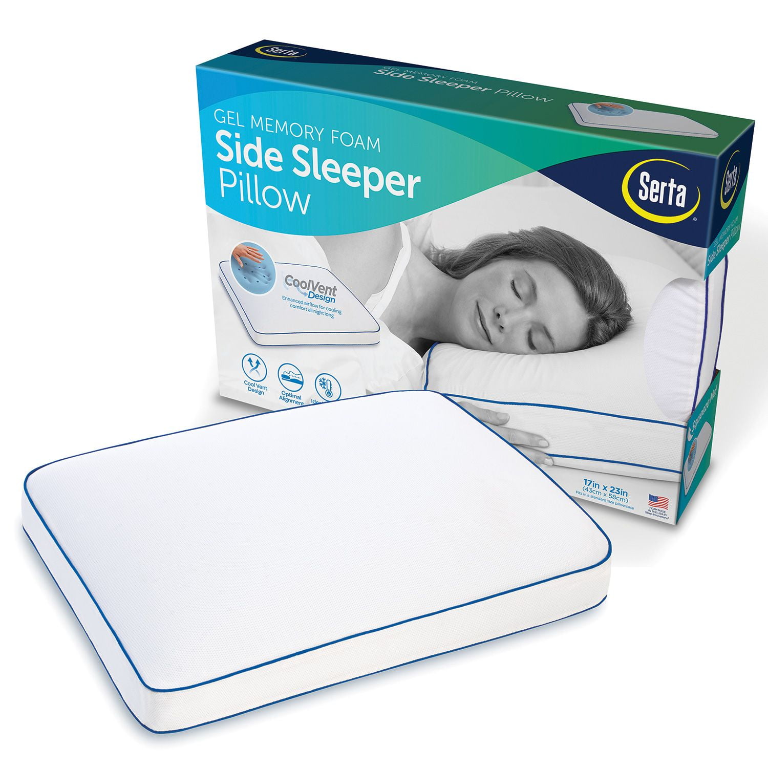 Free Shipping! Thin Sleeper Memory Foam Pillow for Side Sleepers Ultra Slim 