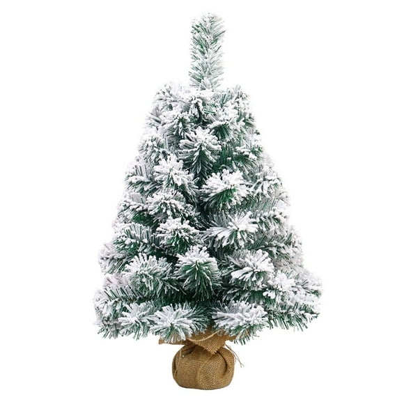 2 ft Flocked Pine Artificial Christmas Tree,Christmas Tree Desktop Christmas Lighting Decoration 30 Lights Christmas Tree Christmas Decoration Snowy Christmas Tree