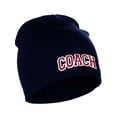 thumbnail image 2 of I&W Sports Team Coach Arch Letters Winter Knit Cuffless Beanie 3D Raised Layers, Navy Beanie White Red, 2 of 2