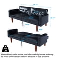 thumbnail image 2 of MIKIBAMA 68.Inch Black 2 Seat PU Leather Mid Century Modern Convertible Futon Sofa Bed Tufted Split Back With Solid Wood Legs for Small Spaces, 2 of 7